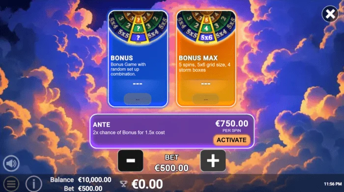 Pots of Power: Zeus - izbor bonusa u točku od 27 konfiguracija